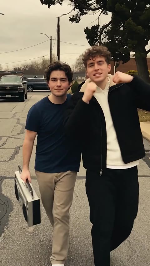Boombox Rap AI partners walking side by side, with an arm around a shoulder